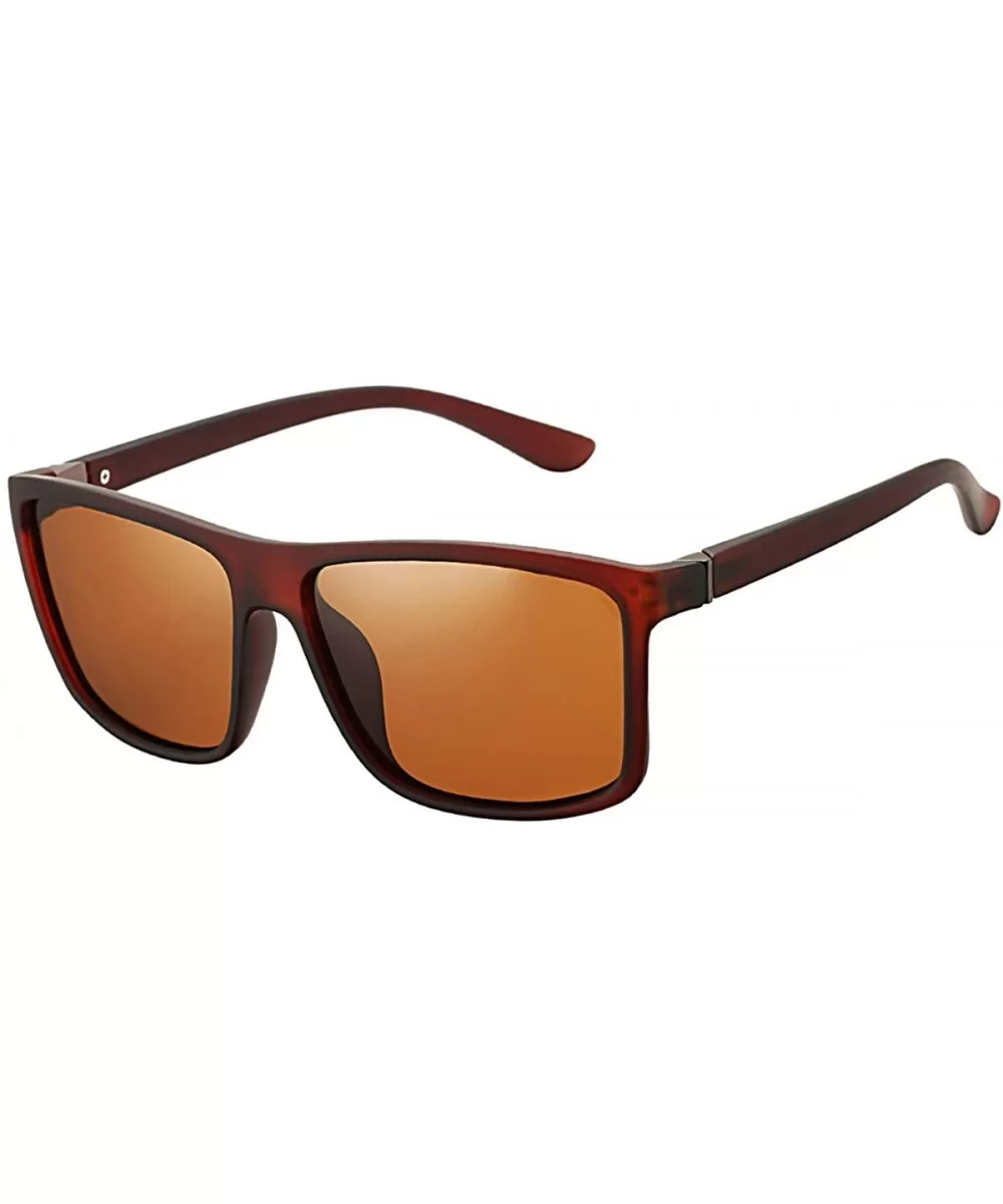 Mens Square Polarized Sunglasses Lightweight Boys Stylish Driving Sun Glasses - TAC- UV400 - Brown/Brown - CW18L583H2X $10.14...