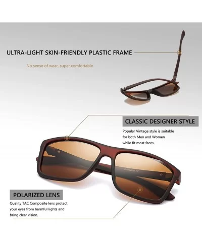 Mens Square Polarized Sunglasses Lightweight Boys Stylish Driving Sun Glasses - TAC- UV400 - Brown/Brown - CW18L583H2X $10.14...