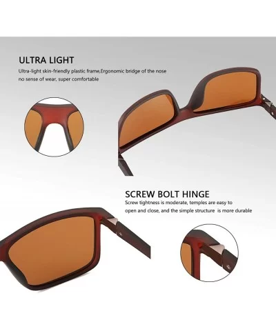 Mens Square Polarized Sunglasses Lightweight Boys Stylish Driving Sun Glasses - TAC- UV400 - Brown/Brown - CW18L583H2X $10.14...