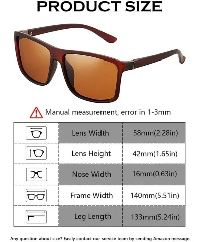 Mens Square Polarized Sunglasses Lightweight Boys Stylish Driving Sun Glasses - TAC- UV400 - Brown/Brown - CW18L583H2X $10.14...