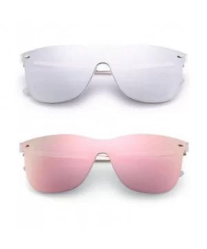 Rimless Mirrored Sunglasses One Piece Frameless Eyeglasses Men Women - 2 Pack (Mirror Silver & Polarized Pink) - C218G46N7AG ...