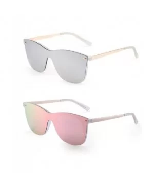 Rimless Mirrored Sunglasses One Piece Frameless Eyeglasses Men Women - 2 Pack (Mirror Silver & Polarized Pink) - C218G46N7AG ...