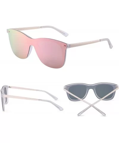 Rimless Mirrored Sunglasses One Piece Frameless Eyeglasses Men Women - 2 Pack (Mirror Silver & Polarized Pink) - C218G46N7AG ...