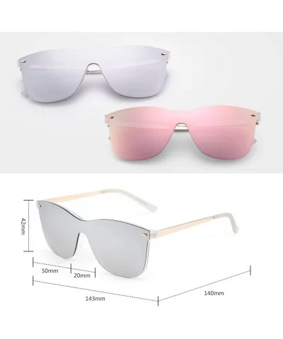 Rimless Mirrored Sunglasses One Piece Frameless Eyeglasses Men Women - 2 Pack (Mirror Silver & Polarized Pink) - C218G46N7AG ...