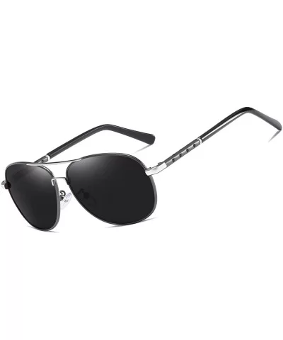 Polarized Aviators Sunglasses for Men Women Male Sun Glasses Uv Protection - Grey Black - CN194W8N7ND $12.95 Aviator