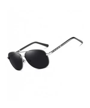 Polarized Aviators Sunglasses for Men Women Male Sun Glasses Uv Protection - Grey Black - CN194W8N7ND $12.95 Aviator