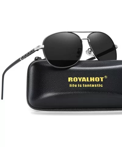 Polarized Aviators Sunglasses for Men Women Male Sun Glasses Uv Protection - Grey Black - CN194W8N7ND $12.95 Aviator