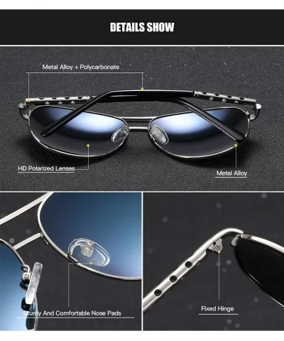 Polarized Aviators Sunglasses for Men Women Male Sun Glasses Uv Protection - Grey Black - CN194W8N7ND $12.95 Aviator