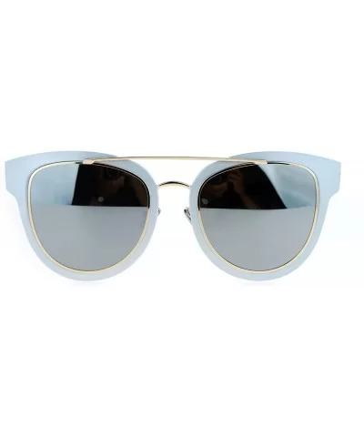 Flat Lens Unique Double Frame Metal Horn Rim Sunglasses - Silver Mirror - CO1203SDG97 $6.60 Wayfarer