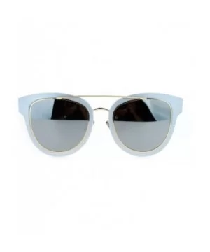 Flat Lens Unique Double Frame Metal Horn Rim Sunglasses - Silver Mirror - CO1203SDG97 $6.60 Wayfarer