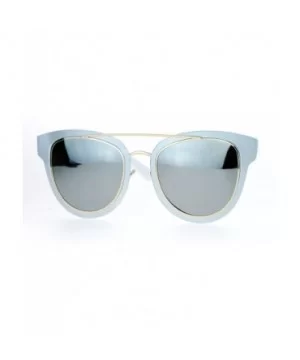 Flat Lens Unique Double Frame Metal Horn Rim Sunglasses - Silver Mirror - CO1203SDG97 $6.60 Wayfarer