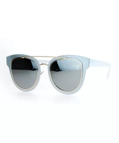 Flat Lens Unique Double Frame Metal Horn Rim Sunglasses - Silver Mirror - CO1203SDG97 $6.60 Wayfarer