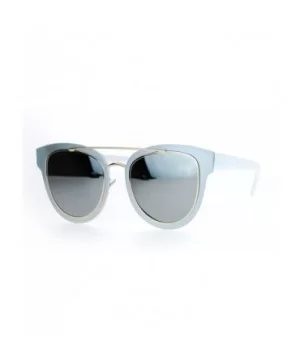 Flat Lens Unique Double Frame Metal Horn Rim Sunglasses - Silver Mirror - CO1203SDG97 $6.60 Wayfarer