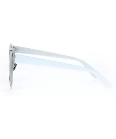 Flat Lens Unique Double Frame Metal Horn Rim Sunglasses - Silver Mirror - CO1203SDG97 $6.60 Wayfarer