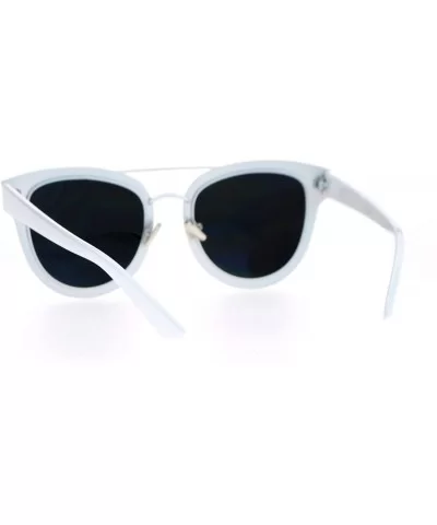 Flat Lens Unique Double Frame Metal Horn Rim Sunglasses - Silver Mirror - CO1203SDG97 $6.60 Wayfarer