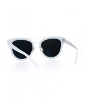 Flat Lens Unique Double Frame Metal Horn Rim Sunglasses - Silver Mirror - CO1203SDG97 $6.60 Wayfarer