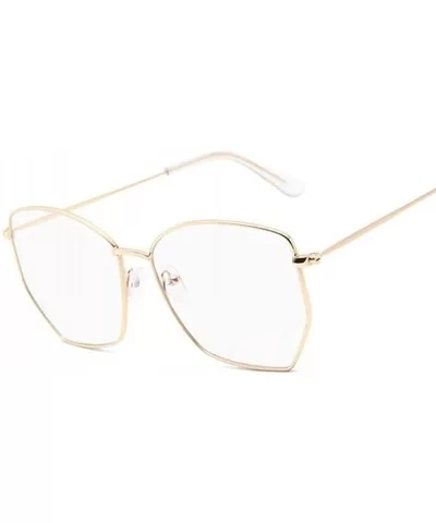 Cat Eye Sunglasses Women Classic Flat Lens Clear Sun Glasses Female Male Retro Small Metal Frame Square - CM198XNQUQI $8.99 C...