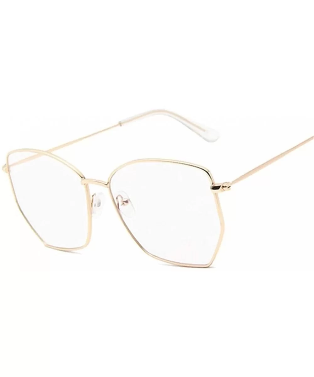 Cat Eye Sunglasses Women Classic Flat Lens Clear Sun Glasses Female Male Retro Small Metal Frame Square - CM198XNQUQI $8.99 C...