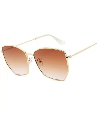 Cat Eye Sunglasses Women Classic Flat Lens Clear Sun Glasses Female Male Retro Small Metal Frame Square - CM198XNQUQI $8.99 C...