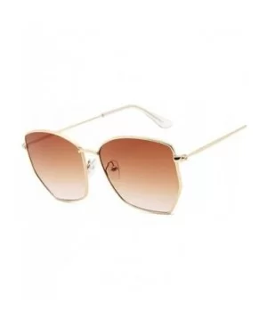 Cat Eye Sunglasses Women Classic Flat Lens Clear Sun Glasses Female Male Retro Small Metal Frame Square - CM198XNQUQI $8.99 C...