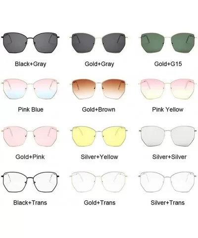 Cat Eye Sunglasses Women Classic Flat Lens Clear Sun Glasses Female Male Retro Small Metal Frame Square - CM198XNQUQI $8.99 C...