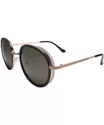 Indie Dapper 80s 90s Retro Vintage Look Round Frame Sunglasses - Matte Black / Gold - CX199EQ8QAA $10.20 Round