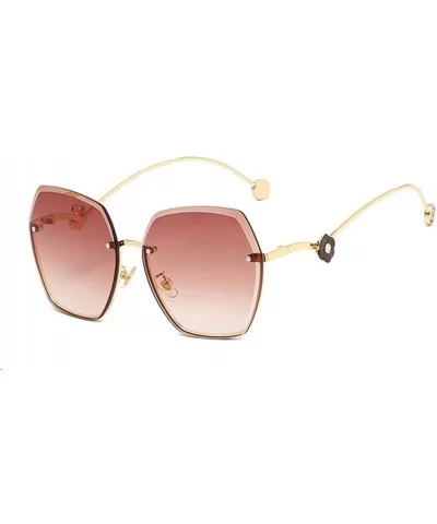 Women Flowers Rimless Sunglasses Oversized Sunglasses Shades Tinted Eyewear Travel Protection UV400 - CU1902Y7SRW $10.09 Rimless