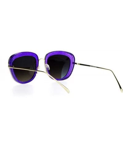 Glitter Sparkle Sunglasses Womens Square Frame Pop Bling Fashion Mirror Lens - Purple (Purple Mirror) - CN187NG2UR5 $8.49 Square