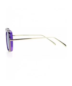 Glitter Sparkle Sunglasses Womens Square Frame Pop Bling Fashion Mirror Lens - Purple (Purple Mirror) - CN187NG2UR5 $8.49 Square