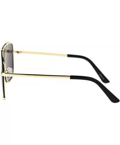 Mens Oversize Exposed Lens Flat Top Racer Shield Sunglasses - Gold Solid Black - C018S6DE7LL $12.17 Shield