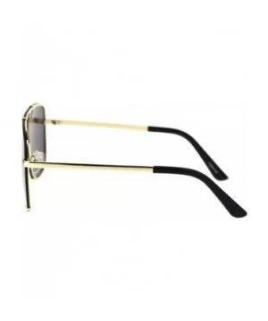 Mens Oversize Exposed Lens Flat Top Racer Shield Sunglasses - Gold Solid Black - C018S6DE7LL $12.17 Shield