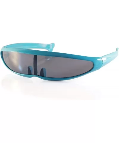 Futuristic Smoke Mono Lens Color Frame Cyber Robot Sunglasses A274 - Blue - CC18ROTQAO6 $5.20 Shield