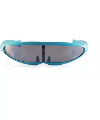 Futuristic Smoke Mono Lens Color Frame Cyber Robot Sunglasses A274 - Blue - CC18ROTQAO6 $5.20 Shield