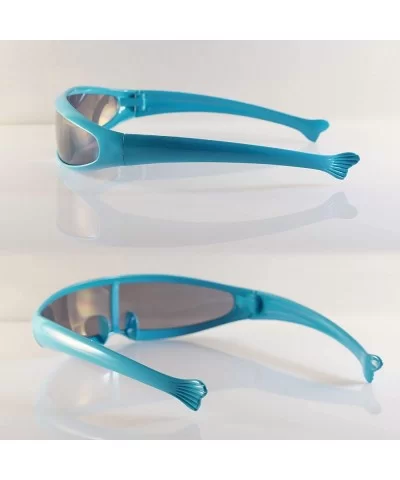 Futuristic Smoke Mono Lens Color Frame Cyber Robot Sunglasses A274 - Blue - CC18ROTQAO6 $5.20 Shield