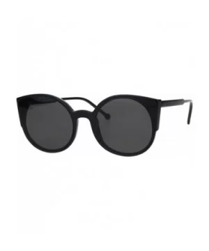 Womens Round Cateye Sunglasses Trendy Retro Fashion Shades UV 400 - Black (Black) - C118I8SS2IO $9.24 Round