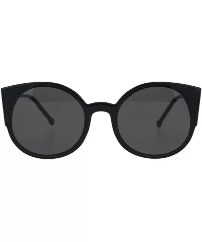 Womens Round Cateye Sunglasses Trendy Retro Fashion Shades UV 400 - Black (Black) - C118I8SS2IO $9.24 Round