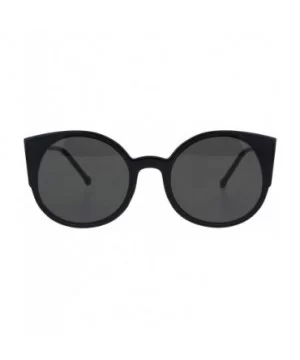 Womens Round Cateye Sunglasses Trendy Retro Fashion Shades UV 400 - Black (Black) - C118I8SS2IO $9.24 Round