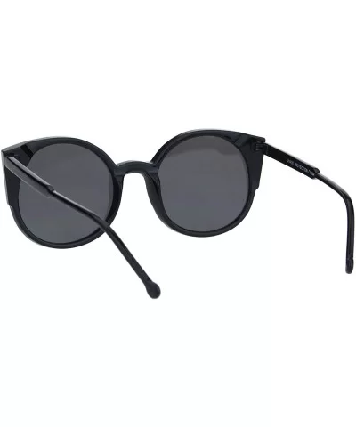 Womens Round Cateye Sunglasses Trendy Retro Fashion Shades UV 400 - Black (Black) - C118I8SS2IO $9.24 Round