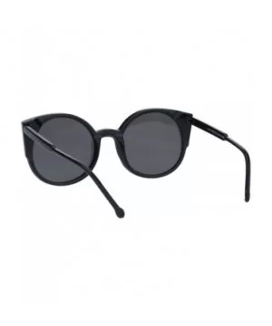 Womens Round Cateye Sunglasses Trendy Retro Fashion Shades UV 400 - Black (Black) - C118I8SS2IO $9.24 Round