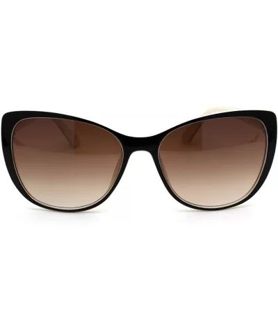 Womens Mod Oversize Cat Eye Plastic Sunglasses - Black White Brown - C018YNERWQ4 $7.92 Oversized