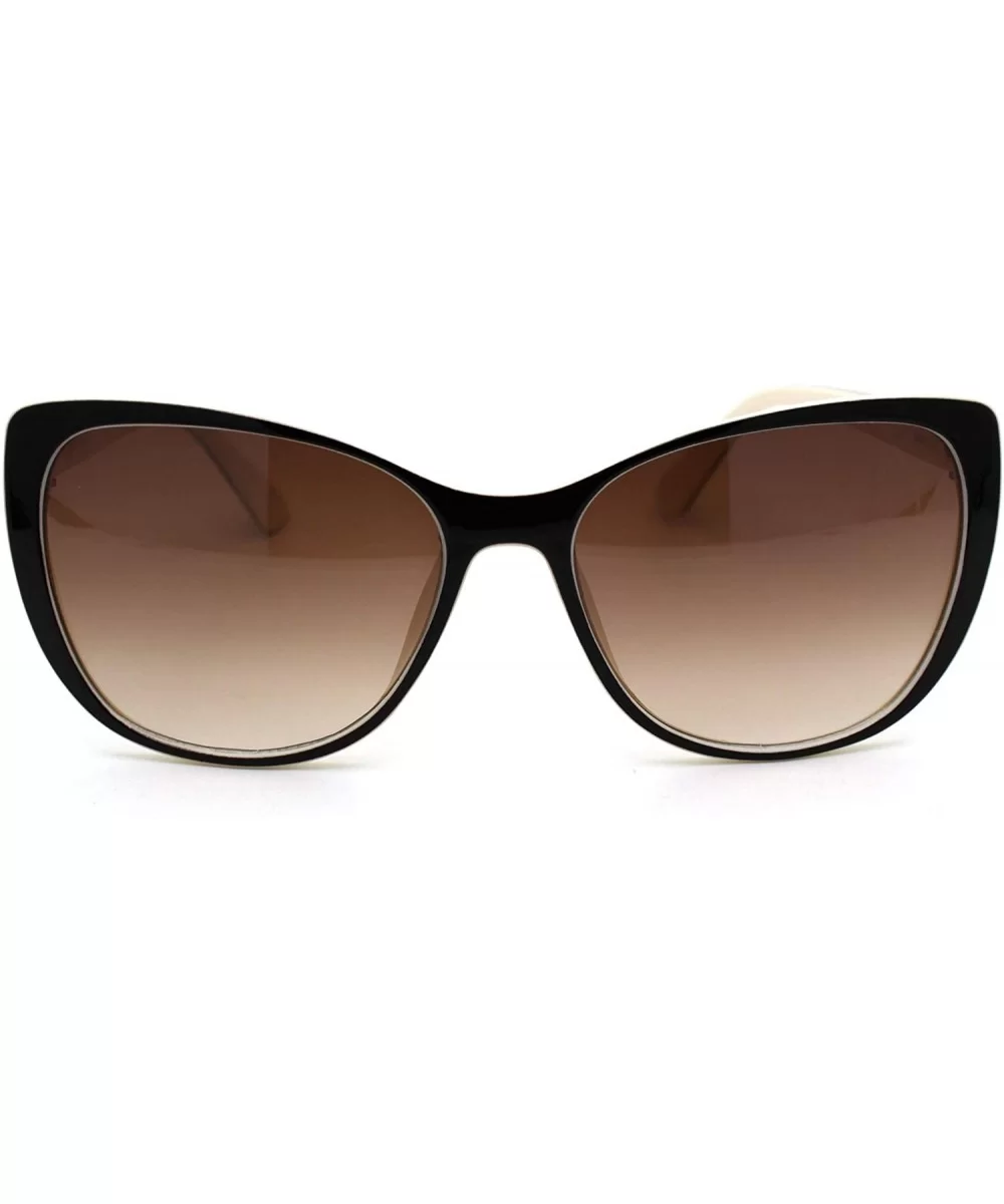 Womens Mod Oversize Cat Eye Plastic Sunglasses - Black White Brown - C018YNERWQ4 $7.92 Oversized