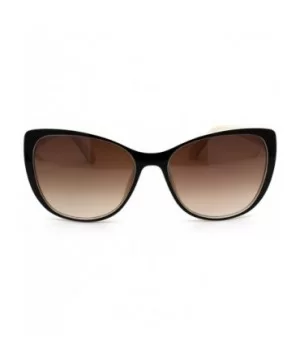 Womens Mod Oversize Cat Eye Plastic Sunglasses - Black White Brown - C018YNERWQ4 $7.92 Oversized