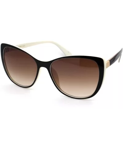 Womens Mod Oversize Cat Eye Plastic Sunglasses - Black White Brown - C018YNERWQ4 $7.92 Oversized