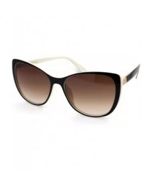 Womens Mod Oversize Cat Eye Plastic Sunglasses - Black White Brown - C018YNERWQ4 $7.92 Oversized