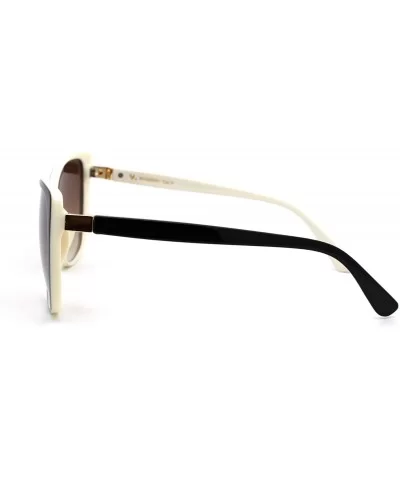 Womens Mod Oversize Cat Eye Plastic Sunglasses - Black White Brown - C018YNERWQ4 $7.92 Oversized