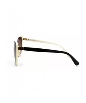 Womens Mod Oversize Cat Eye Plastic Sunglasses - Black White Brown - C018YNERWQ4 $7.92 Oversized