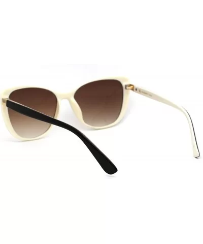 Womens Mod Oversize Cat Eye Plastic Sunglasses - Black White Brown - C018YNERWQ4 $7.92 Oversized