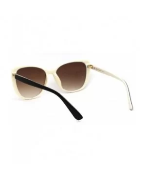 Womens Mod Oversize Cat Eye Plastic Sunglasses - Black White Brown - C018YNERWQ4 $7.92 Oversized