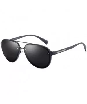 Driving Polarized Sunglasses Men TAC Lens Flat Top Tr90 Male Sun Glasses Fashion - Dark Blue - CS18KMXNE8T $8.93 Aviator