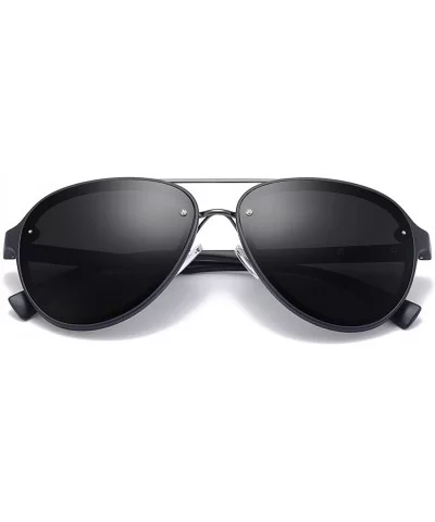 Driving Polarized Sunglasses Men TAC Lens Flat Top Tr90 Male Sun Glasses Fashion - Dark Blue - CS18KMXNE8T $8.93 Aviator